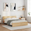 sengeramme med sengegavl og LED-lys 160x200 cm sonoma-eg