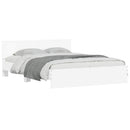 sengeramme med sengegavl og LED-lys 150x200 cm hvid