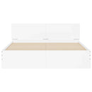 sengeramme med sengegavl og LED-lys 150x200 cm hvid