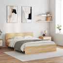 sengeramme med sengegavl og LED-lys 150x200 cm sonoma-eg
