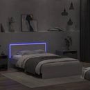 sengeramme med sengegavl og LED-lys 140x200 cm hvid