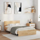 sengeramme med sengegavl og LED-lys 140x200 cm sonoma-eg
