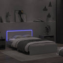sengeramme med sengegavl og LED-lys 120x200 cm hvid