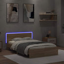 sengeramme med sengegavl og LED-lys 140x190 cm sonoma-eg