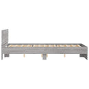 sengeramme med sengegavl og LED-lys 140x190 cm grå sonoma-eg