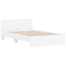 sengeramme med sengegavl og LED-lys 135x190 cm hvid