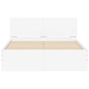 sengeramme med sengegavl og LED-lys 135x190 cm hvid