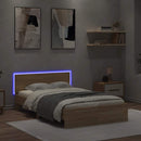 sengeramme med sengegavl og LED-lys 135x190 cm sonoma-eg