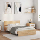 sengeramme med sengegavl og LED-lys 135x190 cm sonoma-eg