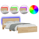 sengeramme med sengegavl og LED-lys 120x190 cm sonoma-eg