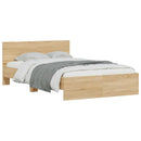 sengeramme med sengegavl og LED-lys 120x190 cm sonoma-eg