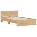 sengeramme med sengegavl og LED-lys 120x190 cm sonoma-eg