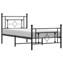 sengeramme med sengegavl og fodgærde 90x190 cm metal sort