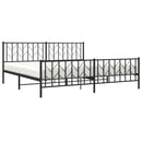 sengeramme med sengegavl og fodgærde 200x200 cm metal sort