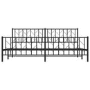 sengeramme med sengegavl og fodgærde 200x200 cm metal sort