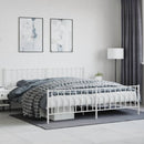 sengeramme med sengegavl og fodgærde 200x200 cm metal hvid
