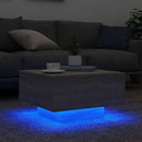 sofabord med LED-lys 55x55x31 cm grå sonoma-eg