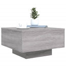sofabord med LED-lys 55x55x31 cm grå sonoma-eg