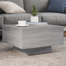 sofabord med LED-lys 55x55x31 cm grå sonoma-eg