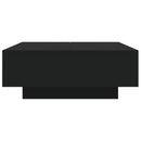 sofabord med LED-lys 80x80x31 cm sort