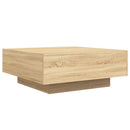 sofabord med LED-lys 80x80x31 cm sonoma-eg