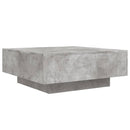 sofabord med LED-lys 80x80x31 cm betongrå