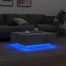 sofabord med LED-lys 80x80x31 cm betongrå