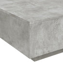 sofabord med LED-lys 80x80x31 cm betongrå
