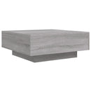 sofabord med LED-lys 80x80x31 cm grå sonoma-eg