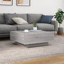 sofabord med LED-lys 80x80x31 cm grå sonoma-eg