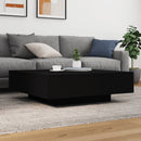 sofabord med LED-lys 100x100x31 cm sort