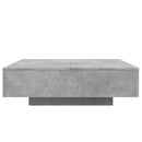 sofabord med LED-lys 100x100x31 cm betongrå