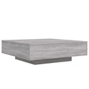 sofabord med LED-lys 100x100x31 cm grå sonoma-eg