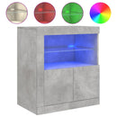 skænk med LED-lys 60,5x37x67 cm betongrå