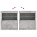 skænk med LED-lys 60,5x37x67 cm betongrå