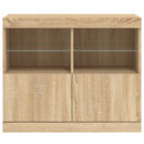skænk med LED-lys 81x37x67 cm sonoma-eg
