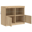 skænk med LED-lys 81x37x67 cm sonoma-eg