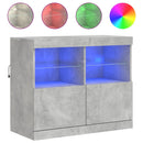 skænk med LED-lys 81x37x67 cm betongrå