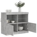 skænk med LED-lys 81x37x67 cm betongrå