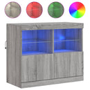 skænk med LED-lys 81x37x67 cm grå sonoma-eg