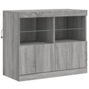 skænk med LED-lys 81x37x67 cm grå sonoma-eg