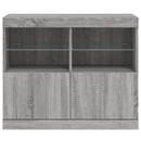 skænk med LED-lys 81x37x67 cm grå sonoma-eg