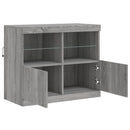 skænk med LED-lys 81x37x67 cm grå sonoma-eg