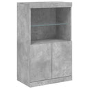 skænk med LED-lys 60,5x37x100 cm betongrå