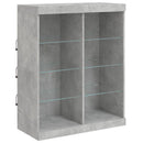 skænk med LED-lys 81x37x100 cm betongrå