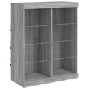 skænk med LED-lys 81x37x100 cm grå sonoma-eg