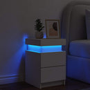 sengebord med LED-lys 35x39x55 cm hvid
