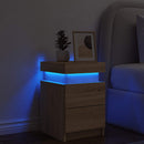 sengebord med LED-lys 35x39x55 cm sonoma-eg