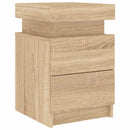 sengebord med LED-lys 35x39x55 cm sonoma-eg