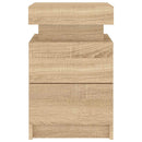 sengebord med LED-lys 35x39x55 cm sonoma-eg